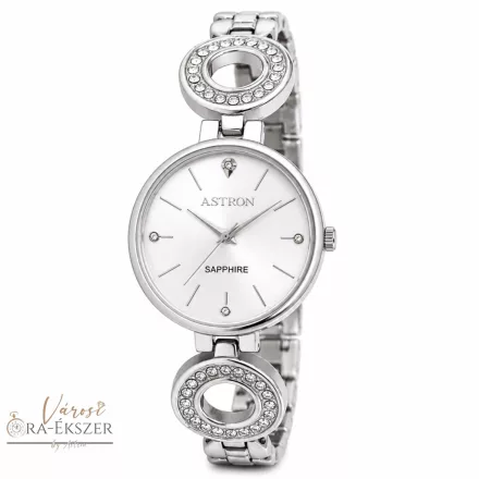 ASTRON 8029-8 női karóra, ékszeróra, ezüst színű nemesacél tok, ezüst színű nemesacél csat, ezüst színű számlap, zafír üveg, quartz szerkezet, cseppmentes vízállóság