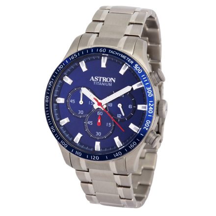 ASTRON 8031-5 sportos férfi karóra, ezüst színű titánium tok, titánium csat, kék számlap, keményített ásványüveg, chronograph quartz szerkezet, 100 m (10 ATM) vízállóság