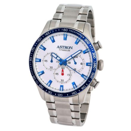 ASTRON 8031-6 sportos férfi karóra, ezüst színű titánium tok, titánium csat, ezüst színű számlap, keményített ásványüveg, chronograph quartz szerkezet, 100 m (10 ATM) vízállóság