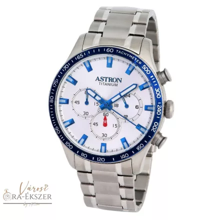 ASTRON 8031-6 sportos férfi karóra, ezüst színű titánium tok, titánium csat, ezüst színű számlap, keményített ásványüveg, chronograph quartz szerkezet, 100 m (10 ATM) vízállóság