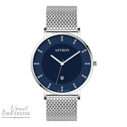 ASTRON 8061-2 FÉRFI KARÓRA, EZÜST SZÍNŰ NEMESACÉL TOK, EZÜST SZÍNŰ NEMESACÉL CSAT, KÉK SZÁMLAP, KEMÉNYÍTETT ÁSVÁNYÜVEG, QUARTZ SZERKEZET, 50 M (5 ATM) VÍZÁLLÓSÁG