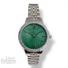 ASTRON 8064-3 divatos női karóra, ezüst színű nemesacél tok, nemesacél csat, zöld színű számlap, keményített ásványüveg, quartz szerkezet, WR 50M