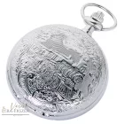 Ezüst színű vonatos Astron zsebóra férfiaknak – quartz, arab számos számlap, gravírozható ajándék (8510-0)