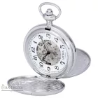 Ezüst színű skeleton mechanikus Astron zsebóra férfiaknak – római számos számlappal, gravírozható ajándék (8514-0)