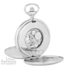 Ezüst színű skeleton mechanikus Astron zsebóra férfiaknak – római számos számlappal, gravírozható ajándék (8514-0)