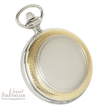 Bicolor skeleton mechanikus Astron zsebóra férfiaknak – ezüst-arany színű tok, római számos számlappal, gravírozható ajándék (8514-3)