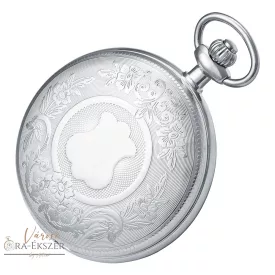   Ezüst színű Astron mechanikus zsebóra férfiaknak – 50 mm, fehér arab számos számlappal, gravírozható elegáns ajándék