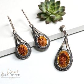   925 EZÜST SWAROVSKI KÖVES FÜLBEVALÓ ÉS MEDÁL SZETT, ÉKSZER SZETT