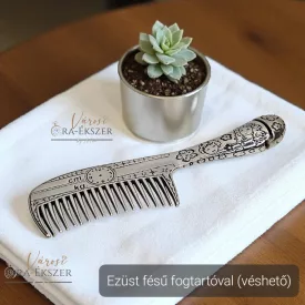 925 Ezüst fésű fogtartóval keresztelőre, véshető
