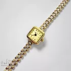 14 karátos arany női karóra bicolor (sárga- és fehérarany) – elegáns szögletes tok és quartz szerkezet, arany színű számlappal