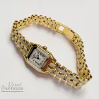 14 karátos arany női karóra bicolor (sárga- és fehérarany) – elegáns szögletes tok és quartz szerkezet, római számos számlap