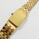14 karátos arany karóra sárgaaranyból – elegáns szögletes tok és quartz szerkezet, fehér színű számlappal, dátumkijelzéssel