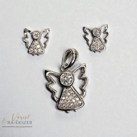   925 EZÜST ANGYAL FÜLBEVALÓ ÉS MEDÁL SZETT, ÉKSZER SZETT,  KÖVEKKEL