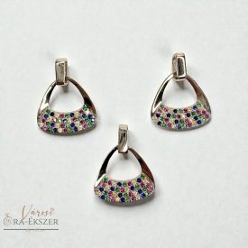   925 EZÜST FÜLBEVALÓ ÉS MEDÁL SZETT, ÉKSZER SZETT, SZÍNES KÖVEKKEL