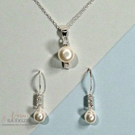   925 EZÜST ÉKSZER SZETT GYÖNGGYEL, FÜLBEVALÓ NYAKLÁNCCAL
