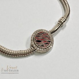 925 Ezüst charm, piros mintával