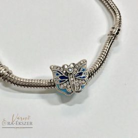 925 Ezüst charm, kék pillangó