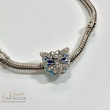 925 Ezüst charm, kék pillangó