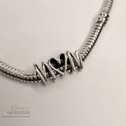 925 Ezüst charm, “mom” felirat