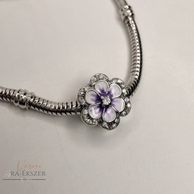 925 Ezüst charm, lila virág