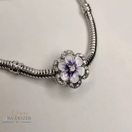 925 Ezüst charm, lila virág