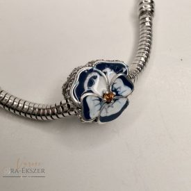 925 Ezüst charm, kék virág
