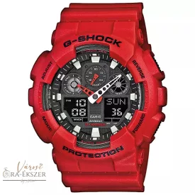   CASIO G-SHOCK PIROS SZÍNŰ ANALÓG - DIGITÁLIS KARÓRA GA-100B-4AER