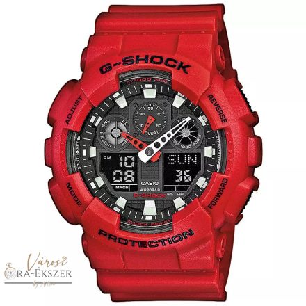 CASIO G-SHOCK PIROS SZÍNŰ ANALÓG - DIGITÁLIS KARÓRA GA-100B-4AER