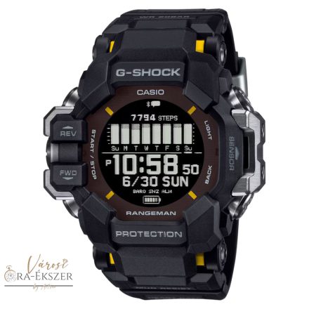 CASIO G-SHOCK RANGEMAN FEKETE SZÍNŰ DIGITÁLIS KARÓRA GPR-H1000-1ER TRIPLE SENSOR, SOLAR, RADIO KONTROLL
