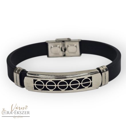 ACÉL ÉS KAUCSUK KARKÖTŐ EZÜST ÉS FEKETE SZÍNŰ, FÉRFI ÉKSZER