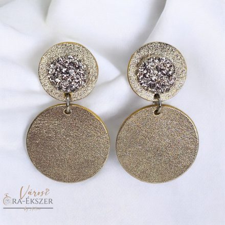 ARANY SZÍNŰ BŐR FÜLBEVALÓ FEHÉR SZÍNŰ SWAROVSKI KÖVEKKEL
