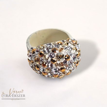 FEHÉR SZÍNŰ BŐR KARKÖTŐ FEHÉR ÉS PEZSGŐ SZÍNŰ SWAROVSKI KÖVEKKEL