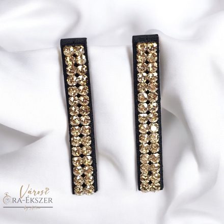 FEKETE BŐR FÜLBEVALÓ PEZSGŐ SZÍNŰ SWAROVSKI KÖVEKKEL