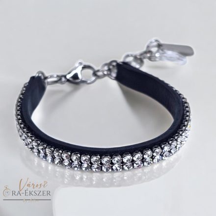KÉK BŐR KARKÖTŐ FEHÉR SZÍNŰ SWAROVSKI KÖVEKKEL