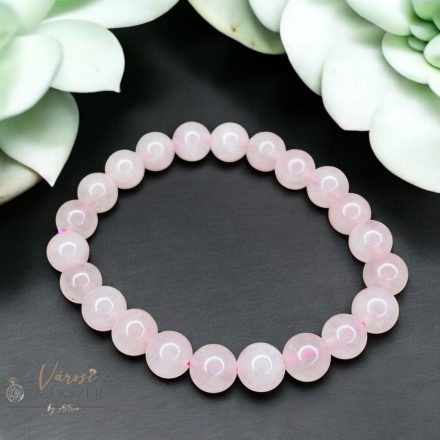 RÓZSAQUARTZ KÖVES GUMIS KARKÖTŐ