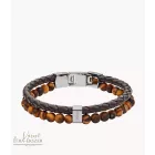 FOSSIL JF03118040 EZÜST-BARNA SZÍNŰ NEMESACÉL-BŐR KARKÖTŐ FA GYÖNGYÖKKEL