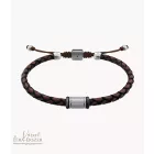 FOSSIL JF05009998 EZÜST-BARNASZÍNŰ NEMESACÉL-BŐR FÉRFI KARKÖTŐ 