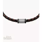 FOSSIL JF05009998 EZÜST-BARNASZÍNŰ NEMESACÉL-BŐR FÉRFI KARKÖTŐ 