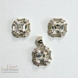   925 EZÜST FÜLBEVALÓ ÉS MEDÁL SZETT, ÉKSZER SZETT,  KÖVEKKEL