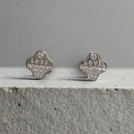 925 EZÜST FÜLBEVALÓ, BESZÚRÓS, LOVE FELIRATTAL