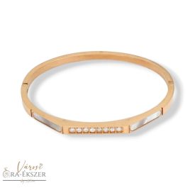   KÖVES ACÉL KARPEREC, GYÖNGYHÁZ DÍSZÍTÉSSEL, ROSEGOLD SZÍNŰ, NŐI ÉKSZER, NEMESACÉL