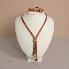   Nemesacél női nyaklánc és karkötő szett rosegold színben