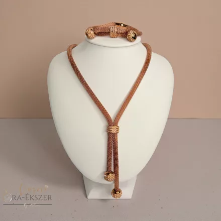Nemesacél női nyaklánc és karkötő szett rosegold színben