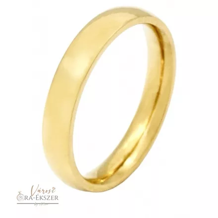 Nemesacél karikagyűrű férfiaknak – kerekített, arany színű, fényes, 4 mm, gravírozható