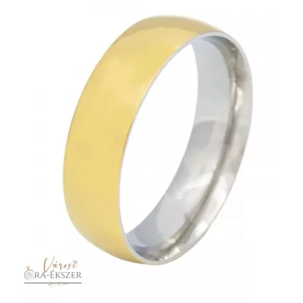 Nemesacél karikagyűrű férfiaknak – arany színű, fényes, 6 mm, klasszikus, gravírozható
