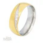 Női nemesacél karikagyűrű kövekkel – arany színű, 6 mm, elegáns design, gravírozható