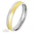 Nemesacél karikagyűrű férfiaknak – kerekített, bicolor, arany és ezüst színű, fényes, 5 mm, gravírozható