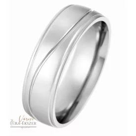   Nemesacél karikagyűrű – kerekített, fényes, mart, ezüst színű, 7 mm, gravírozható