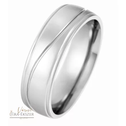 Nemesacél karikagyűrű – kerekített, fényes, mart, ezüst színű, 7 mm, gravírozható