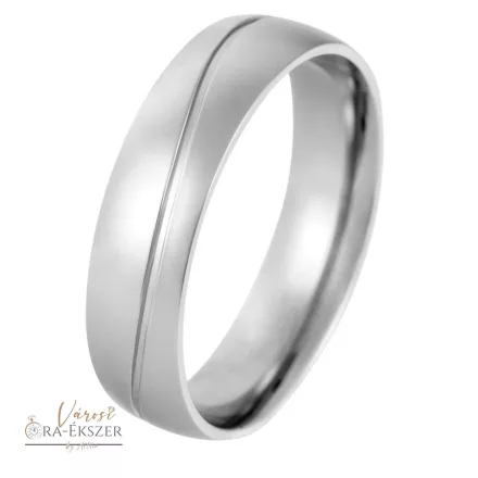 Nemesacél karikagyűrű férfiaknak – kerekített, fényes, ezüst színű, 6 mm, gravírozható